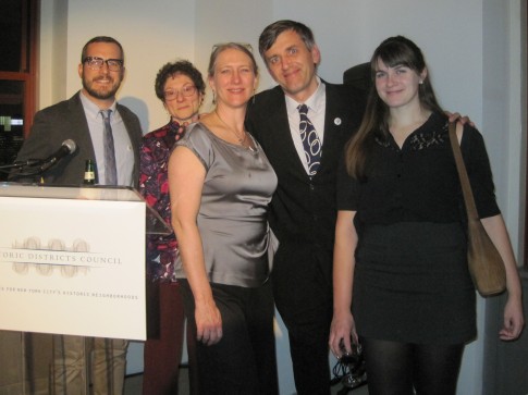 William Pitonyak, Suzanne Weiss, Laura and Ivan Mrakovcic, and Lisa Meyer represent RAND at the Historic Districts Council Landmark Lions Award Ceremony.