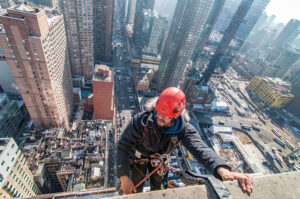 Facade Inspection Safety Program inspection by rope access