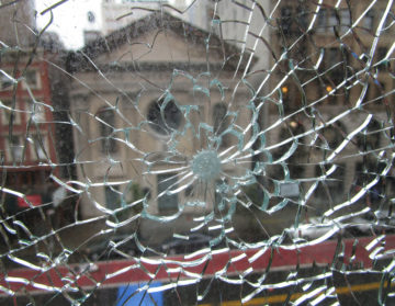 Damage from the Chelsea, New York bombing.