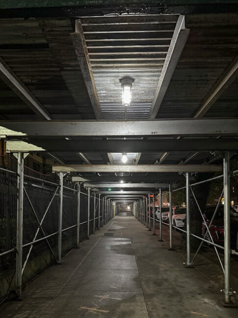 Sidewalk shed lighting