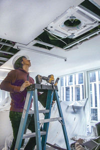 Newly-installed energy-efficient variable refrigerant flow (VRF) HVAC system design and administered by RAND for the fitness center of a lower Manhattan condominium.