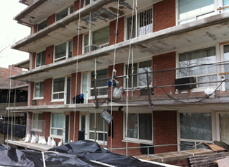 A balcony repair as part of a facade Inspection