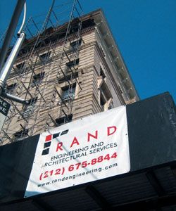 A RAND construction sign.