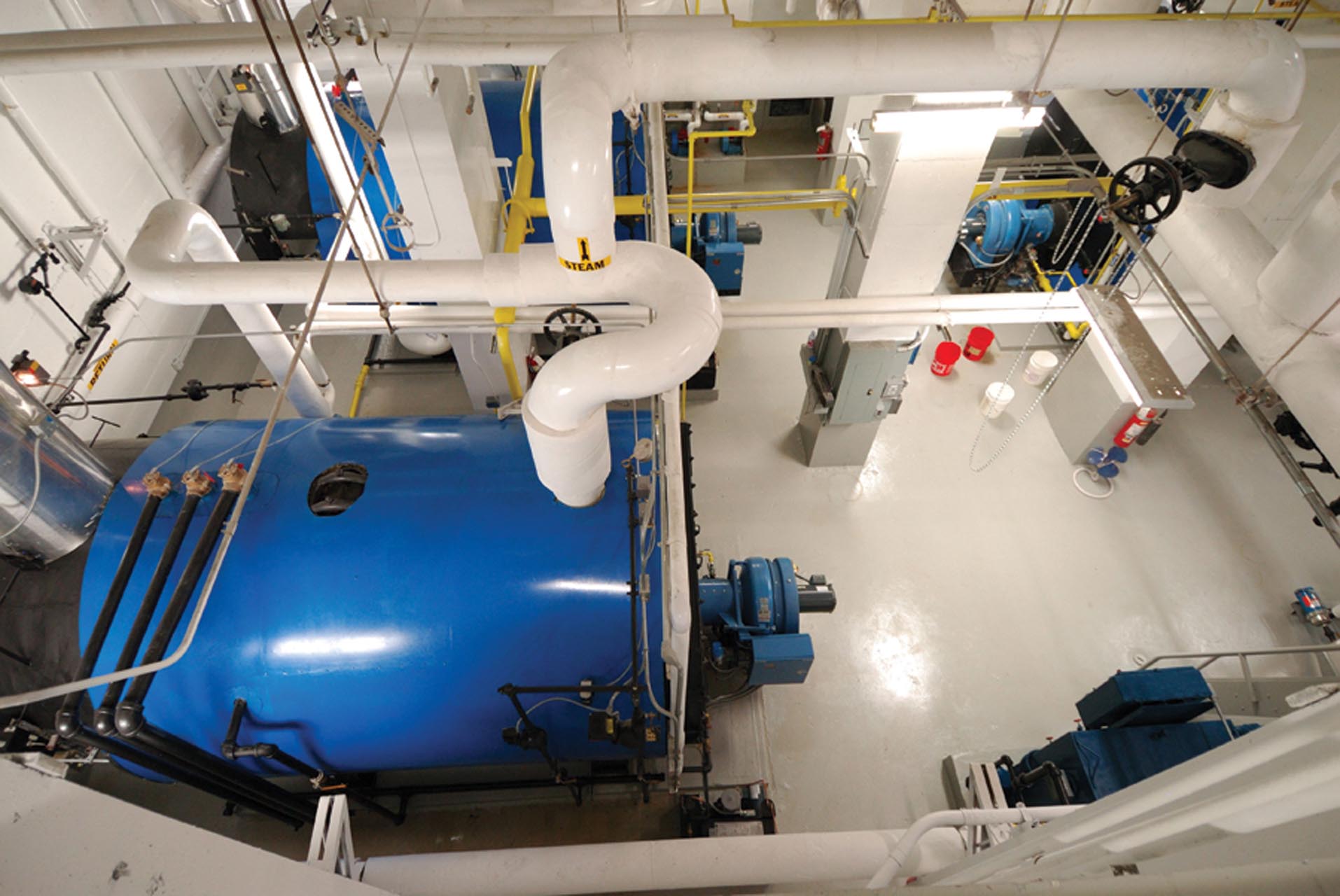<p>The newly painted and insulated boiler room from above.</p>
