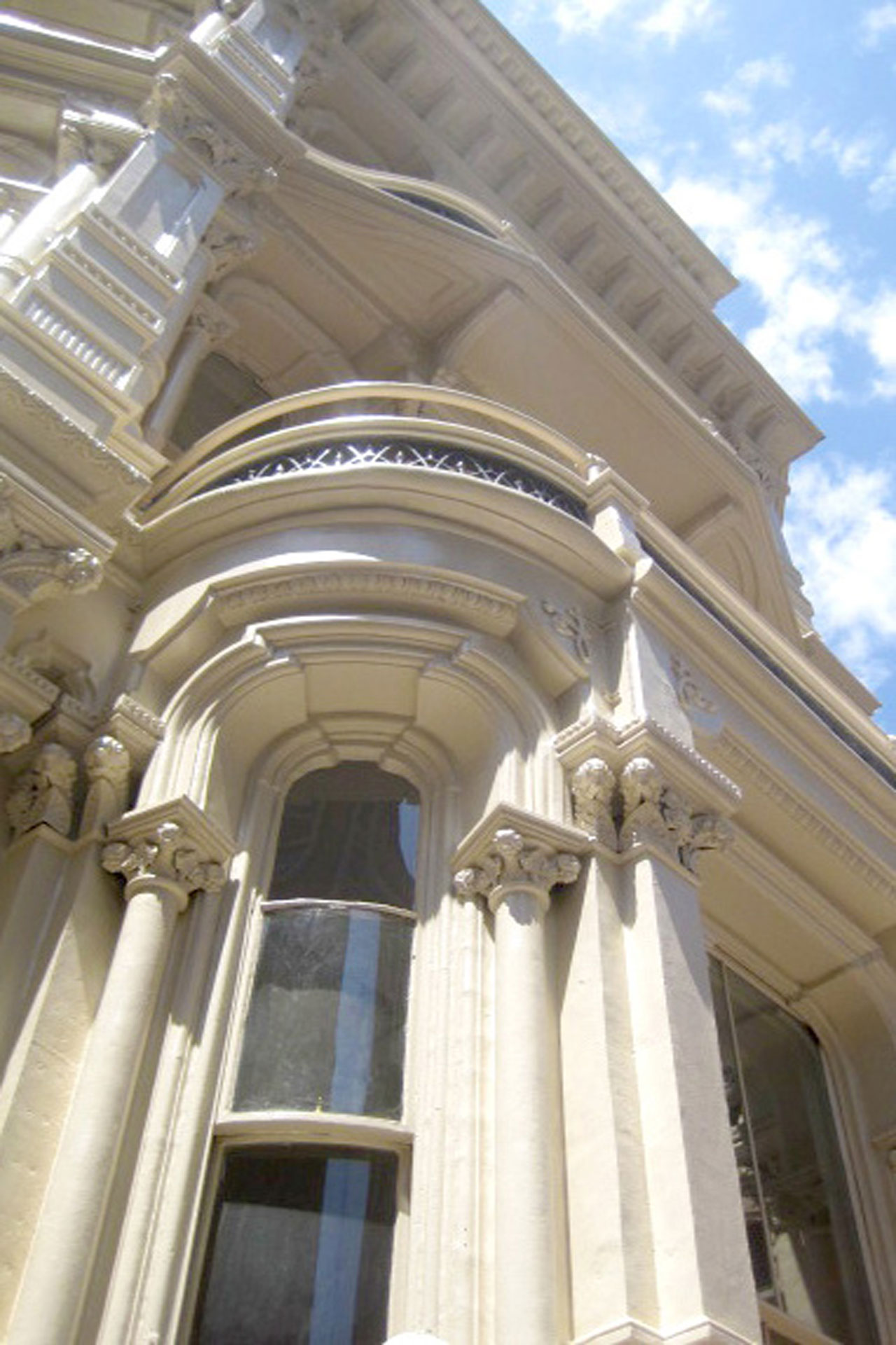 <p>Decorative cast iron facade elements, such as column and pilaster capitals,were also restored to their original beauty.</p>
