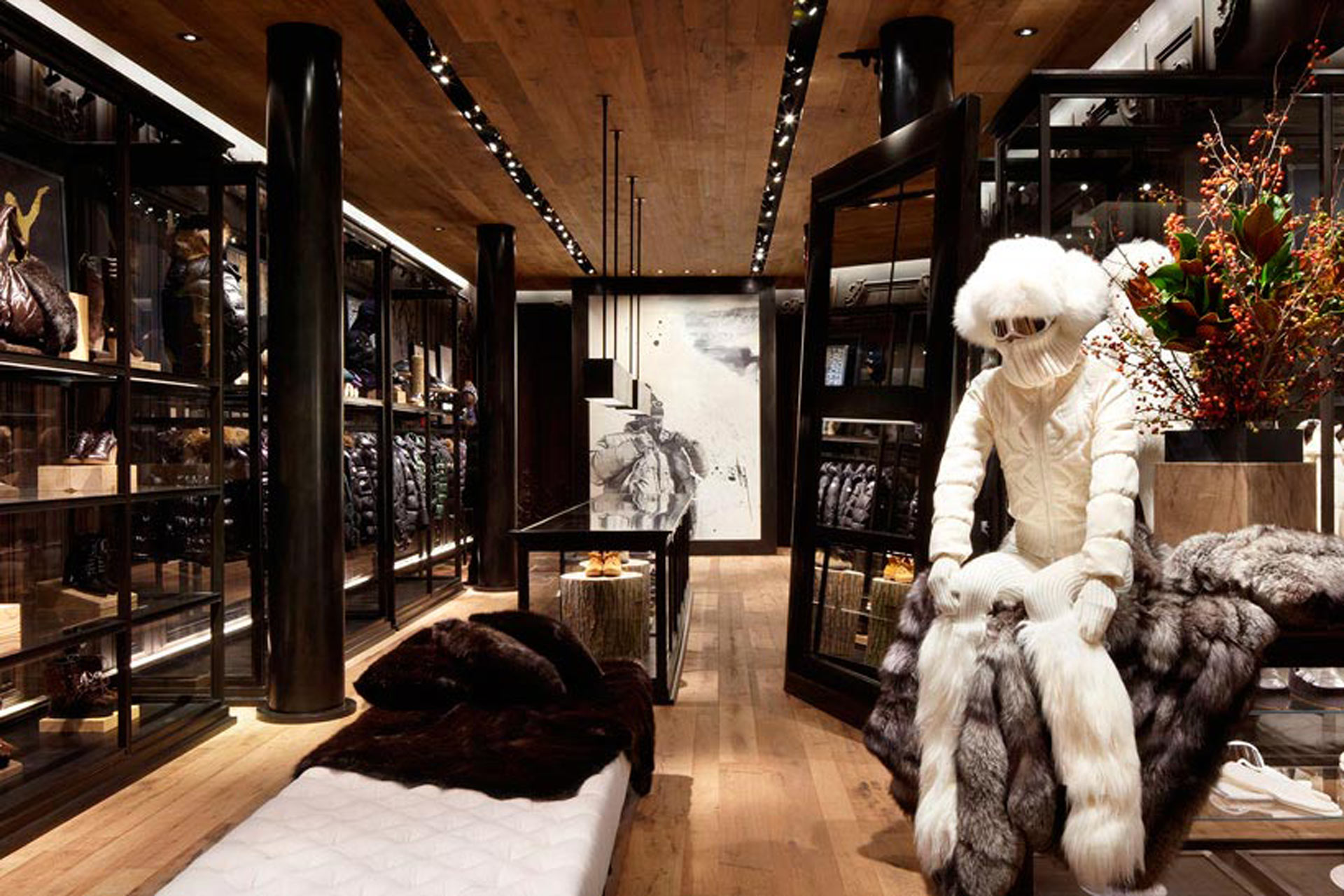 <p>The interior of the store was designed to evoke a French chalet.</p>
