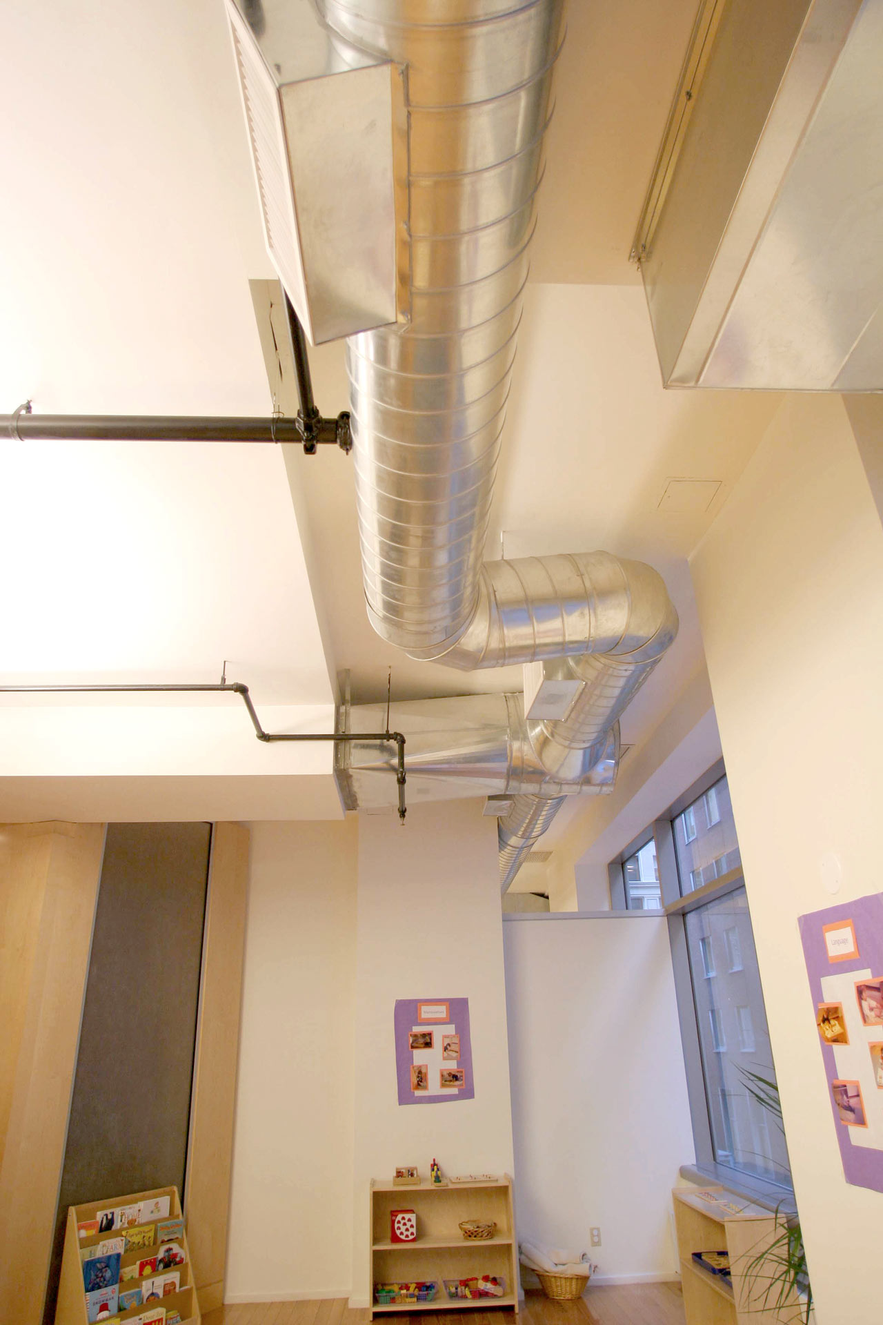 <p>Ductwork, lighting, and a wet-type sprinkler system were part of RAND’s design for the school’s build-out.</p>