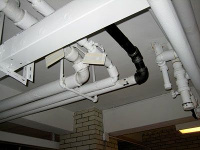 New branch piping (black pipe) on a gas line that passed a pressure test.