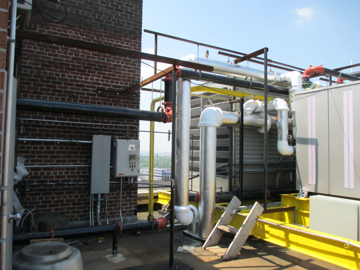 After damage from Irene and Sandy, 135 Montgomery Street installed replacement chillers on the roof.