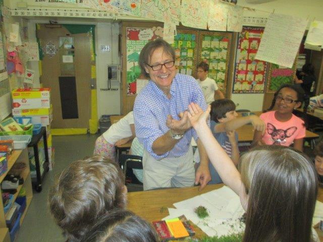 RAND project associate, Tom Russack, teaching fifth grade students the importance of green roofs.