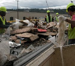 Non-toxic construction debris being seperated